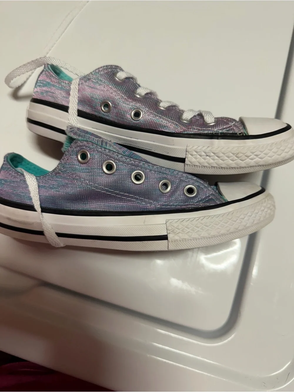 Converse Kids Low Top Sneakers - Iridescent Purple & Teal